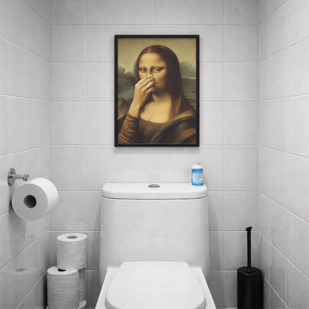 Affiche d’art humoristique pour salle de bains, collage sur toile, décoration murale 30x30 40x40 cm, toilettes WC, impression amusante | Sulvida