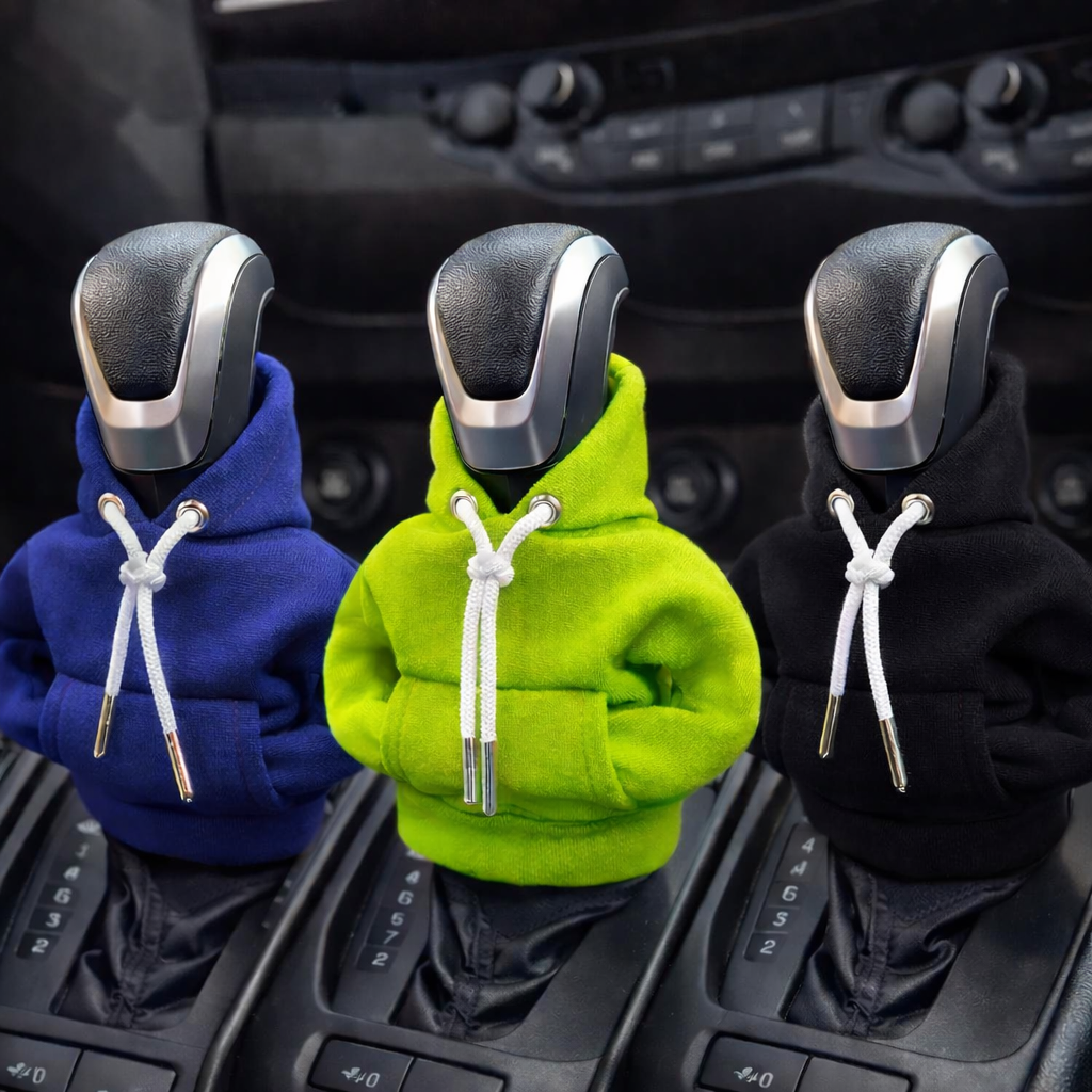 Mini housse de levier de vitesse en forme de sweat à capuche, accessoire décoratif amusant pour l'intérieur de la voiture, noir, orange, vert, sportif | Sulvida