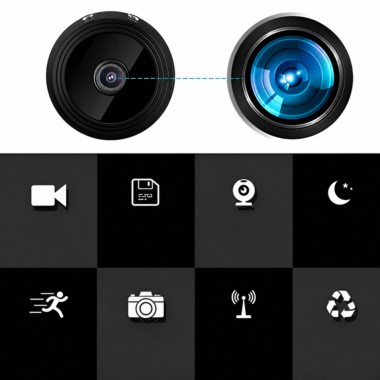 Compacte Mini Beveiligingscamera HD 1080P met Nachtzicht en Bewegingsdetectie voor Binnen- en Buitenbewaking Draadloos Eenvoudig te Installeren | Sulvida