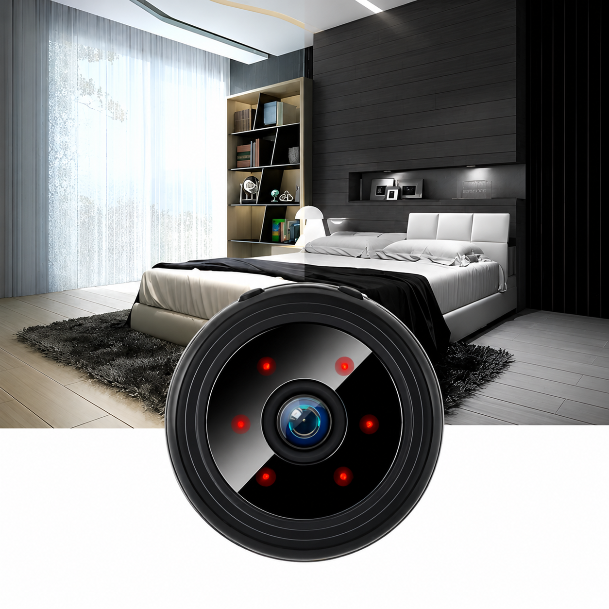 Compacte Mini Beveiligingscamera HD 1080P met Nachtzicht en Bewegingsdetectie voor Binnen- en Buitenbewaking Draadloos Eenvoudig te Installeren | Sulvida