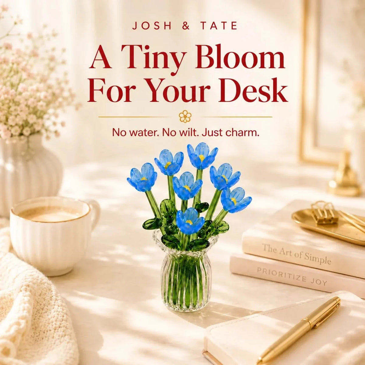 Glazen Bloemenboeket Decoratie 7 Bloemvormen Tulpen Set Handgemaakt Vaasje Pastelkleuren Tafelaccessoire | Sulvida