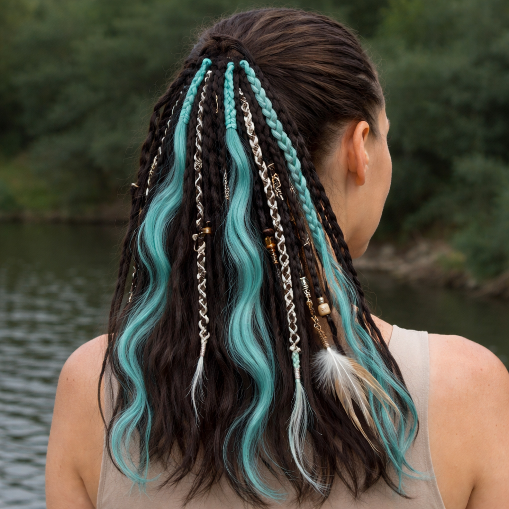 Dreadlock-Ponytail met Kralen Shells Boho Haarstyling Festival Accessoire Hippie Haar Extensie Ibiza Look | Sulvida