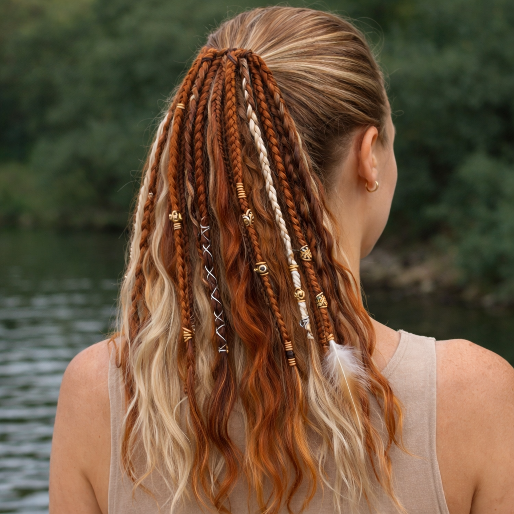 Dreadlock-Ponytail met Kralen Shells Boho Haarstyling Festival Accessoire Hippie Haar Extensie Ibiza Look | Sulvida