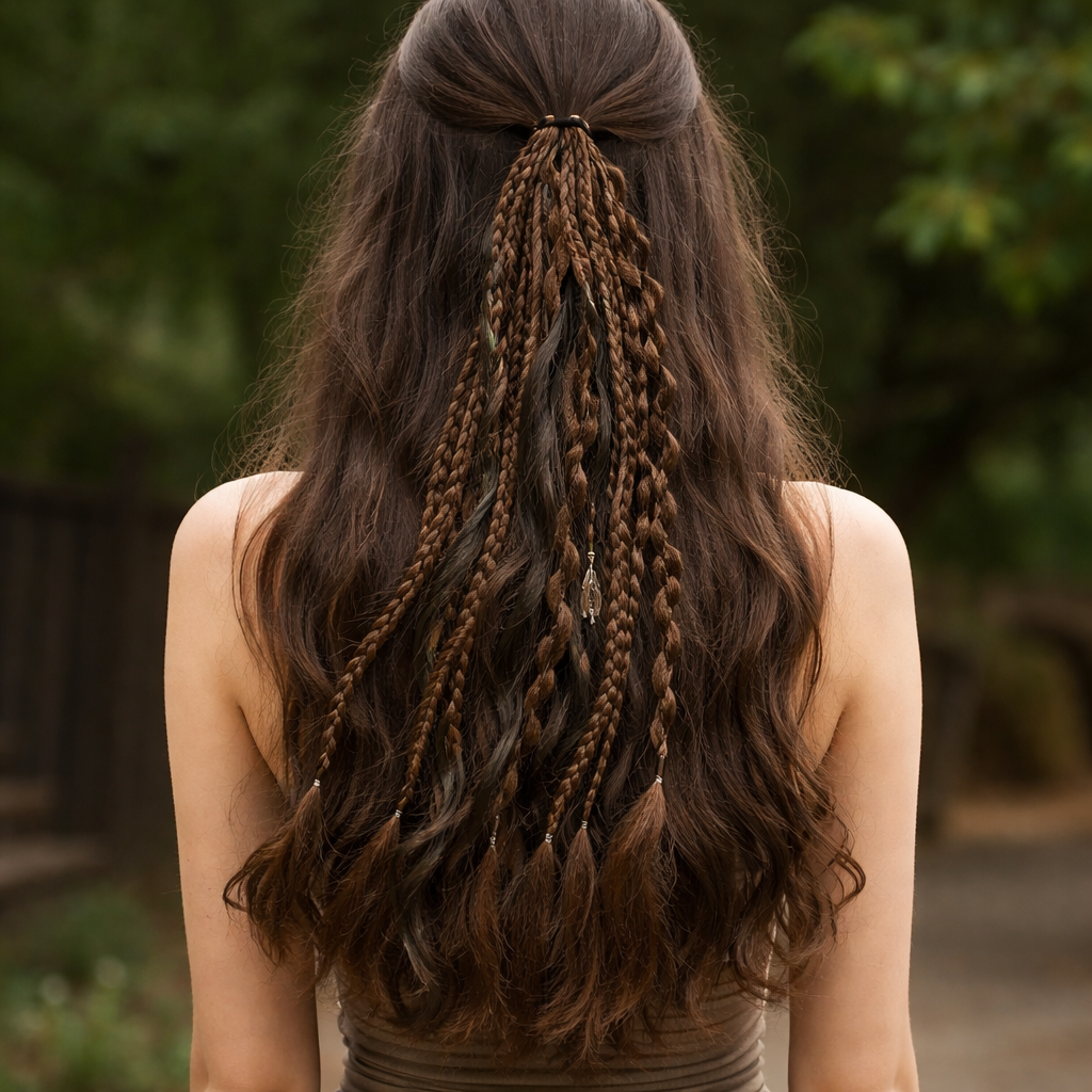 Dreadlock-Ponytail met Kralen Shells Boho Haarstyling Festival Accessoire Hippie Haar Extensie Ibiza Look | Sulvida
