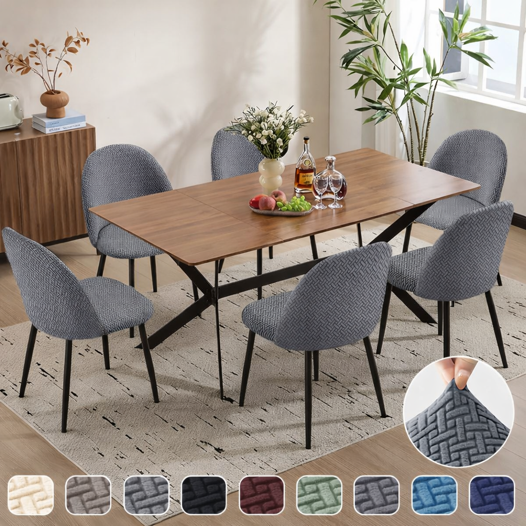 Lot de housses de chaise élastiques extensibles, modernes, unies, pour salle à manger, extensibles et protectrices | Sulvida