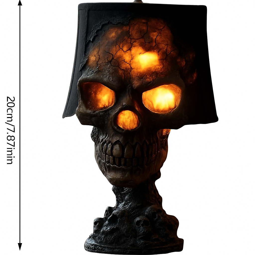 Schedel Lavalamp met Vulkanisch Lavahart Rood-Oranje Sfeerverlichting Tafellamp Gothisch Decoratief 20 cm | Sulvida