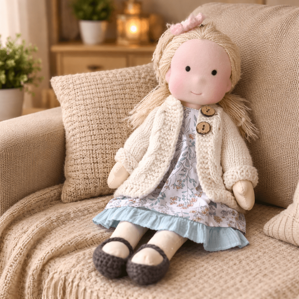Handgemaakte Katoenen Pop 28 cm Zachte Knuffelpop Fantasievol Speelgoed Duurzaam Eenvoudig Design Kinderkamer | Sulvida