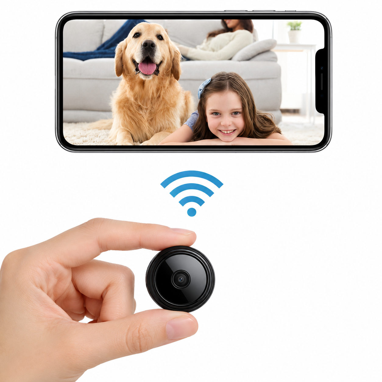 Compacte Mini Beveiligingscamera HD 1080P met Nachtzicht en Bewegingsdetectie voor Binnen- en Buitenbewaking Draadloos Eenvoudig te Installeren | Sulvida