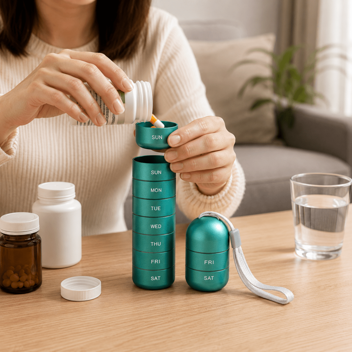 Medicijnenbox 7 Dagen Weekdispenser Compacte Pillenorganizer Pillendoos voor Thuis Onderweg Reis Dagelijks | Sulvida