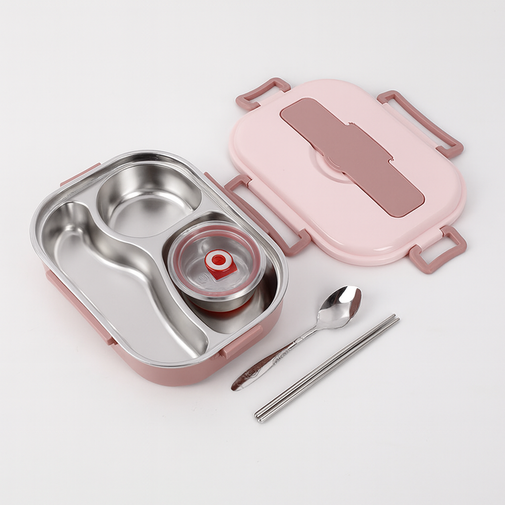 Roestvrijstalen Lunchbox met Vakken Lekvrij Warm en Koud Thermische Voedselcontainer voor Werk en School | Sulvida