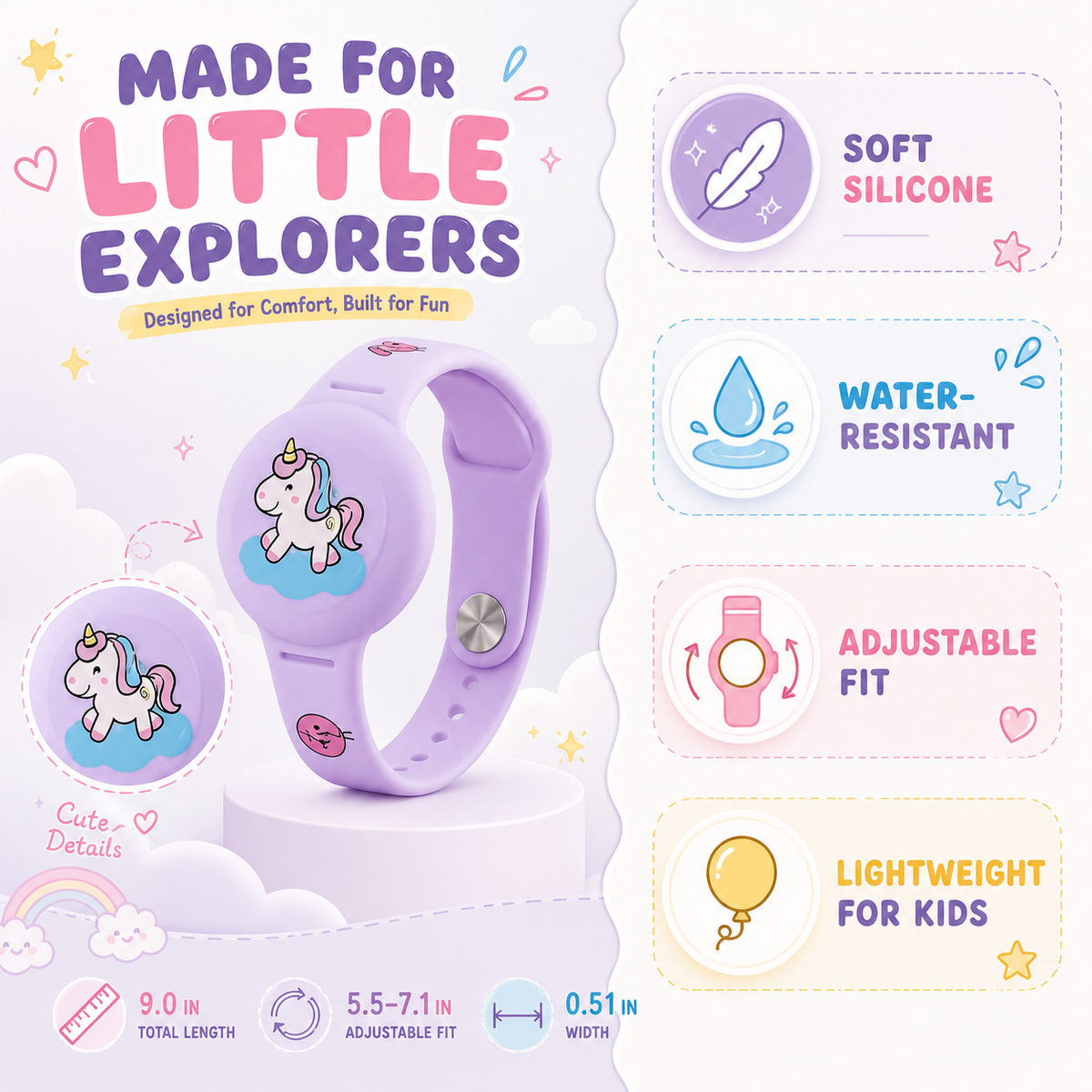 Siliconen GPS-polsband voor Kinderen – Verstelbaar, Waterdicht & Comfortabel Draagbaar Tracker Horloge | Sulvida
