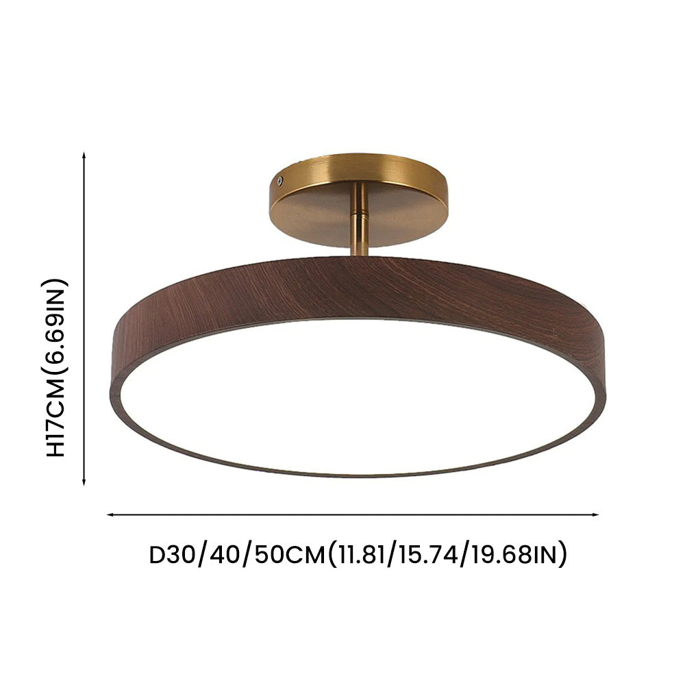 Plafondlamp Scandinavische Stijl Hout & Goudkleurig Montuur Wit Licht D30 × H17 cm Woonkamer Eetkamer | Sulvida