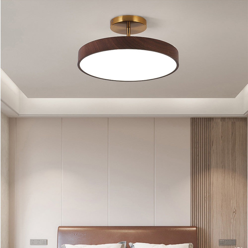 Plafondlamp Scandinavische Stijl Hout & Goudkleurig Montuur Wit Licht D30 × H17 cm Woonkamer Eetkamer | Sulvida