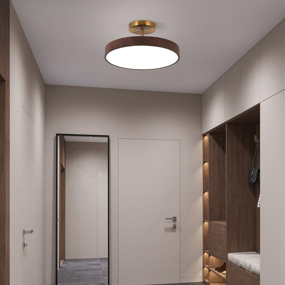 Plafondlamp Scandinavische Stijl Hout & Goudkleurig Montuur Wit Licht D30 × H17 cm Woonkamer Eetkamer | Sulvida
