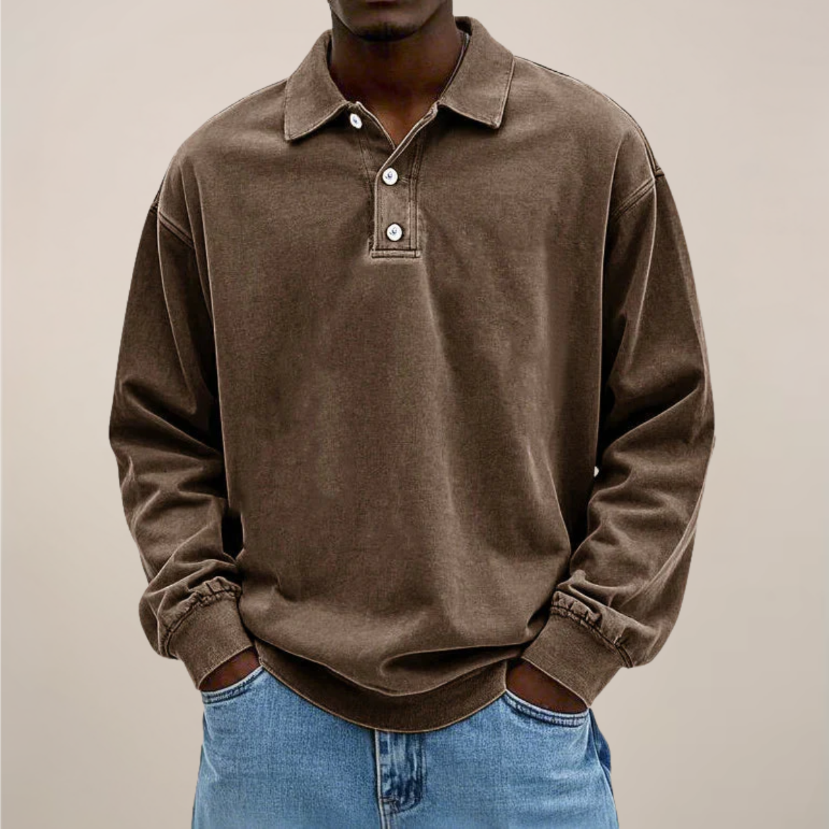 Heren Poloshirt Lange Mouw met Knoopsluiting Comfortabele Pasvorm Casual Stijl voor Dagelijks Kantoor en Vrije Tijd | Sulvida