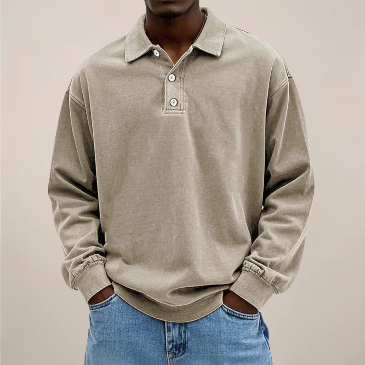 Heren Poloshirt Lange Mouw met Knoopsluiting Comfortabele Pasvorm Casual Stijl voor Dagelijks Kantoor en Vrije Tijd | Sulvida