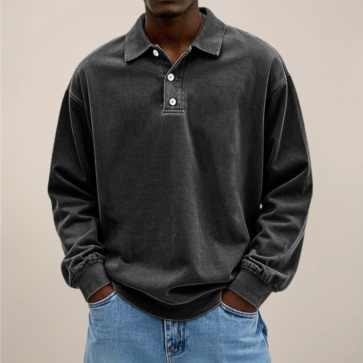 Heren Poloshirt Lange Mouw met Knoopsluiting Comfortabele Pasvorm Casual Stijl voor Dagelijks Kantoor en Vrije Tijd | Sulvida
