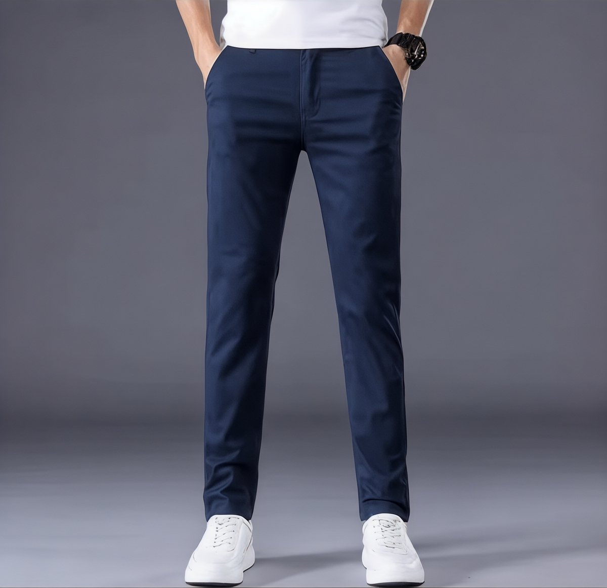 Heren Pantalon Slim Fit met Strakke Pasvorm en Riemlussen voor Zakelijke Look en Casual Dagelijks Gebruik | Sulvida