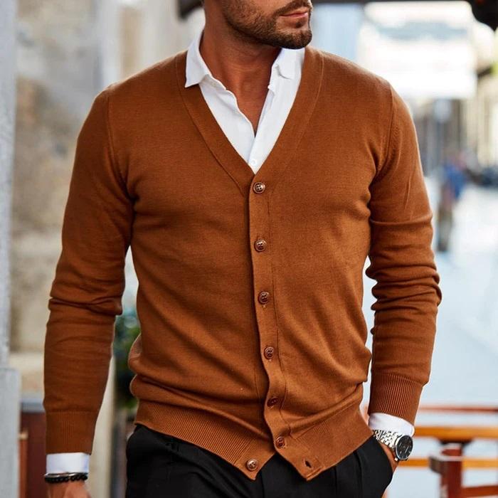 Heren Vest met V-hals en Knoopsluiting Geribbelde Manchetten Slim Fit Cardigan Zakelijk Casual Stijlvol | Sulvida