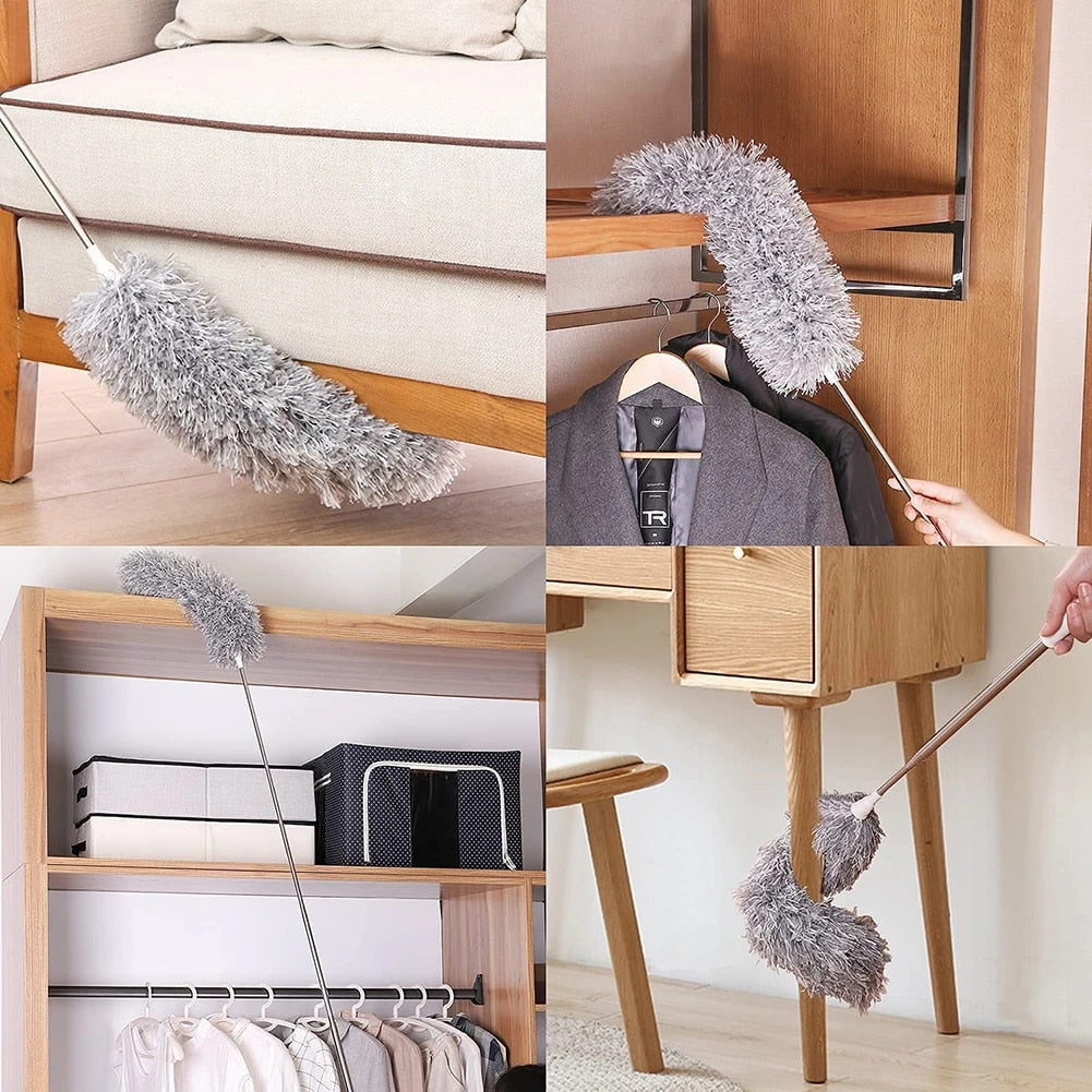 Plumeau télescopique pour plafonds hauts avec tête en microfibre, extensible jusqu’à 280 cm, manche de nettoyage | Sulvida