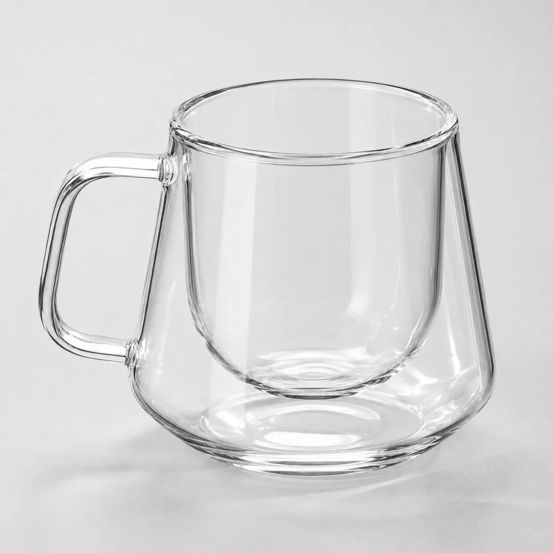 Dubbelwandige glazen beker met diamantslijpsel 200 ml koffieglas theeglas kristalglas voor warme dranken | Sulvida