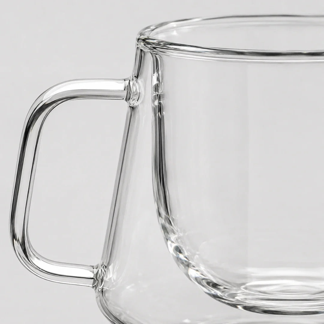 Dubbelwandige glazen beker met diamantslijpsel 200 ml koffieglas theeglas kristalglas voor warme dranken | Sulvida