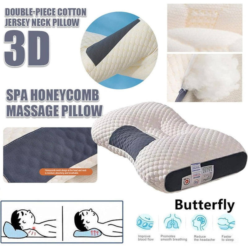 Ergonomisch Neksteunkussen Polyester Wit & Grijs 40x65cm voor Optimaal Slaapcomfort en Nekondersteuning | Sulvida