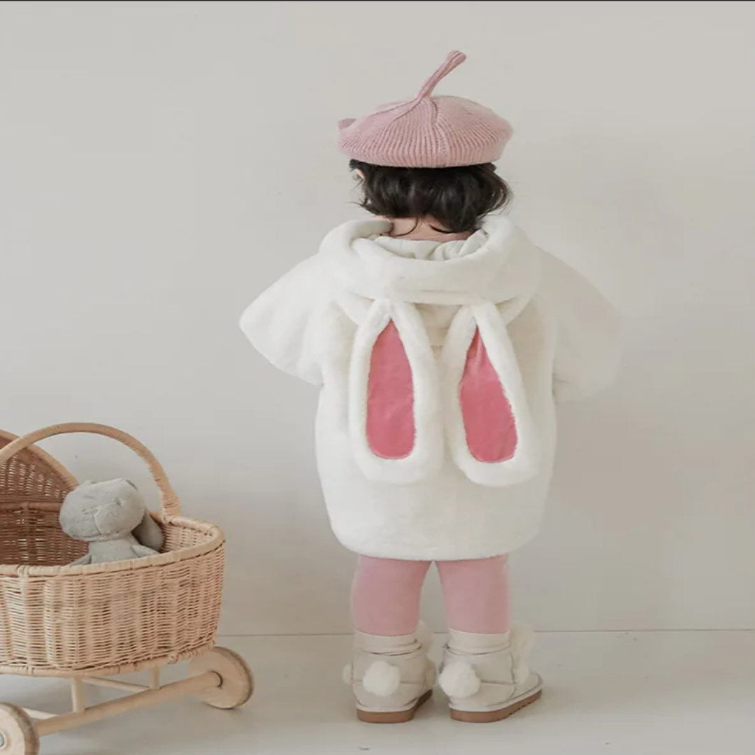 Bunny Pluche Winterjas met Capuchon voor Kinderen – Zachte Warme Jas met Hazenoren en Fleece Voering | Sulvida