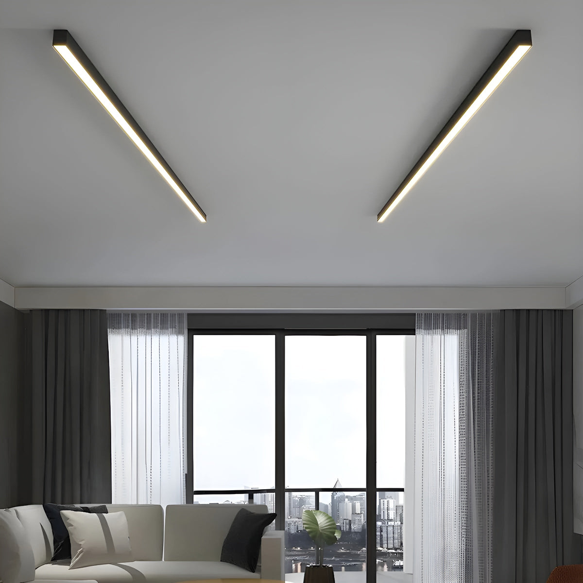 Plafondlamp Smal Design LED Lichtbalk Moderne Verlichting Woonkamer Slaapkamer Eetkamer Dimbaar Strak | Sulvida