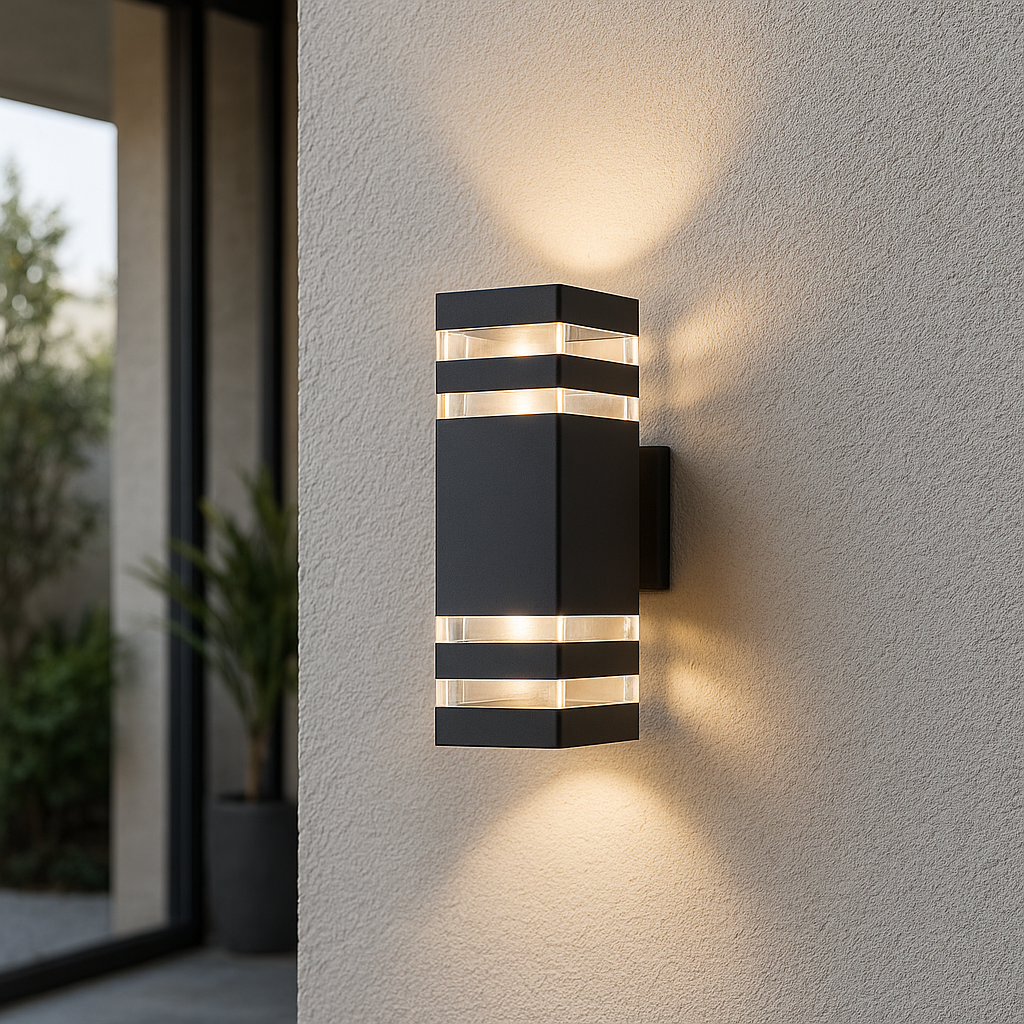 Wandlamp Buiten Tweezijdig Up Down 28cm Zwart E27 Tuinverlichting Waterdicht Aluminium Gevel Buitenverlichting | Sulvida