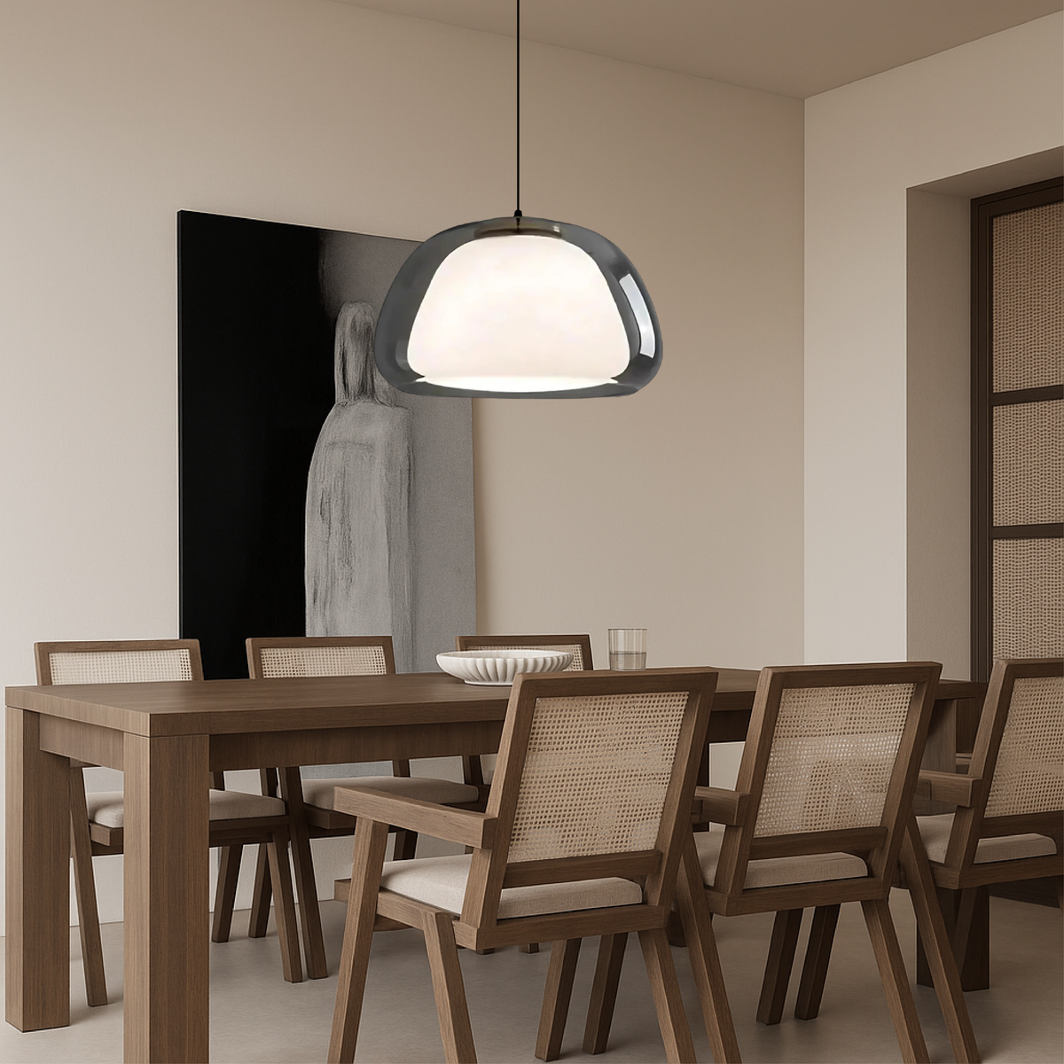Glazen hanglamp met E27 fitting 25 cm diameter transparant design voor keuken eetkamer hal woonkamer | Sulvida