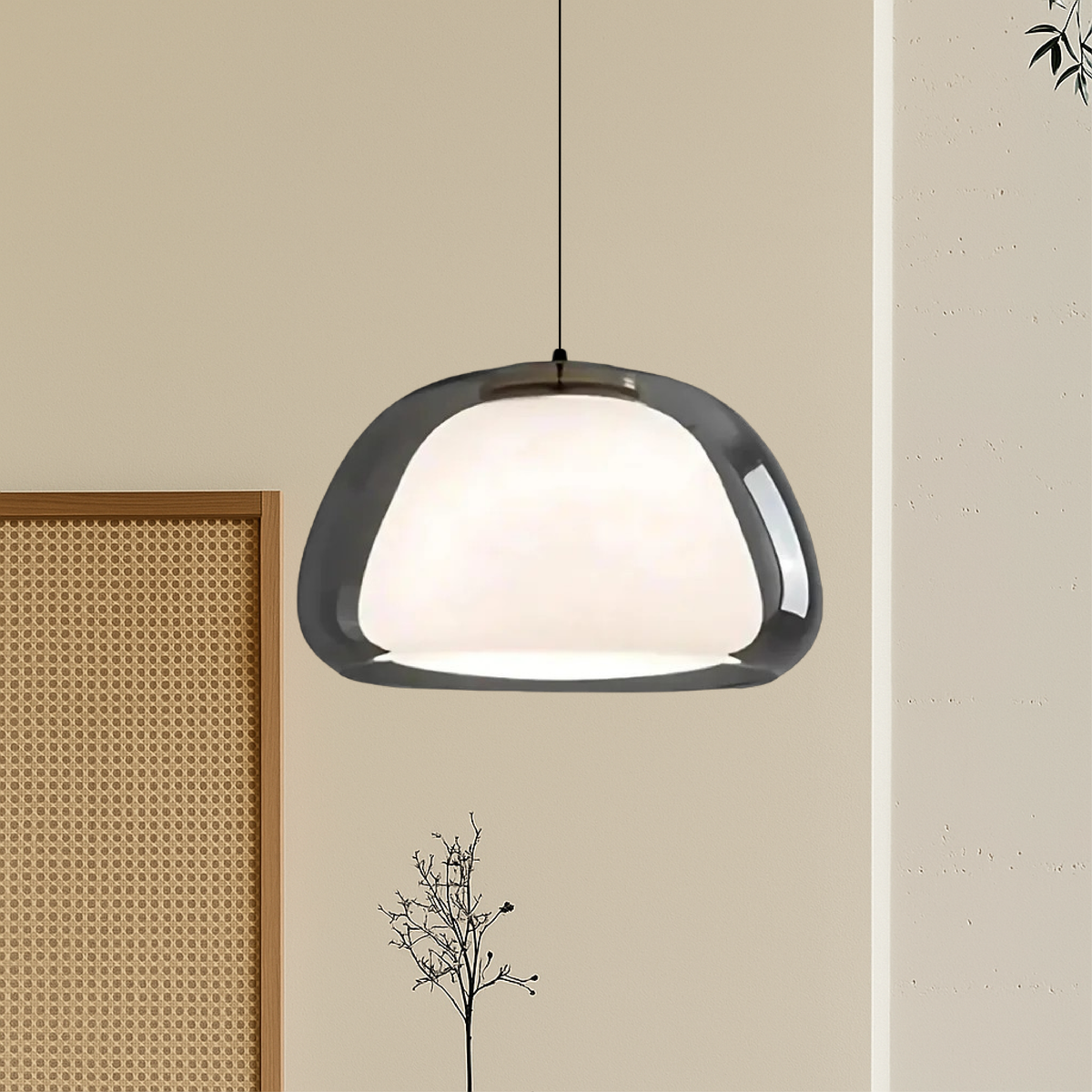 Glazen hanglamp met E27 fitting 25 cm diameter transparant design voor keuken eetkamer hal woonkamer | Sulvida