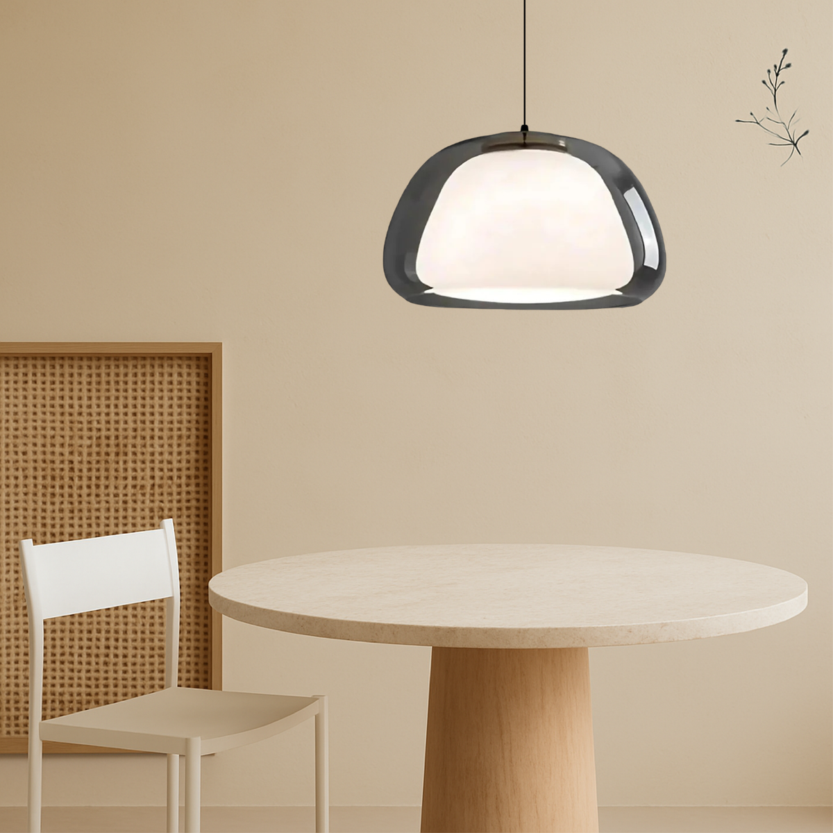 Glazen hanglamp met E27 fitting 25 cm diameter transparant design voor keuken eetkamer hal woonkamer | Sulvida