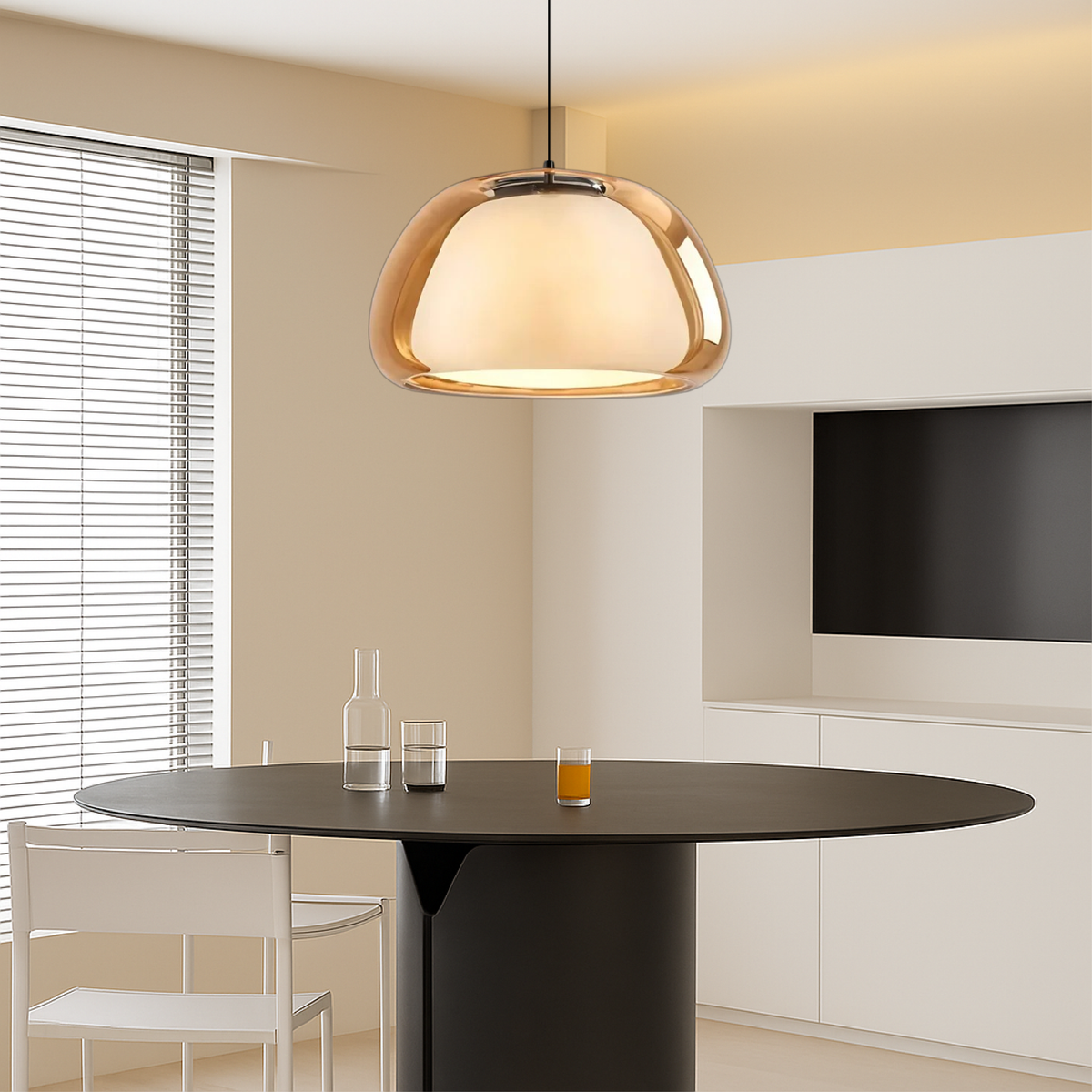 Glazen hanglamp met E27 fitting 25 cm diameter transparant design voor keuken eetkamer hal woonkamer | Sulvida