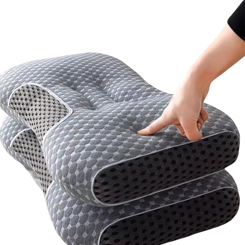 Ergonomisch Neksteunkussen Polyester Wit & Grijs 40x65cm voor Optimaal Slaapcomfort en Nekondersteuning | Sulvida