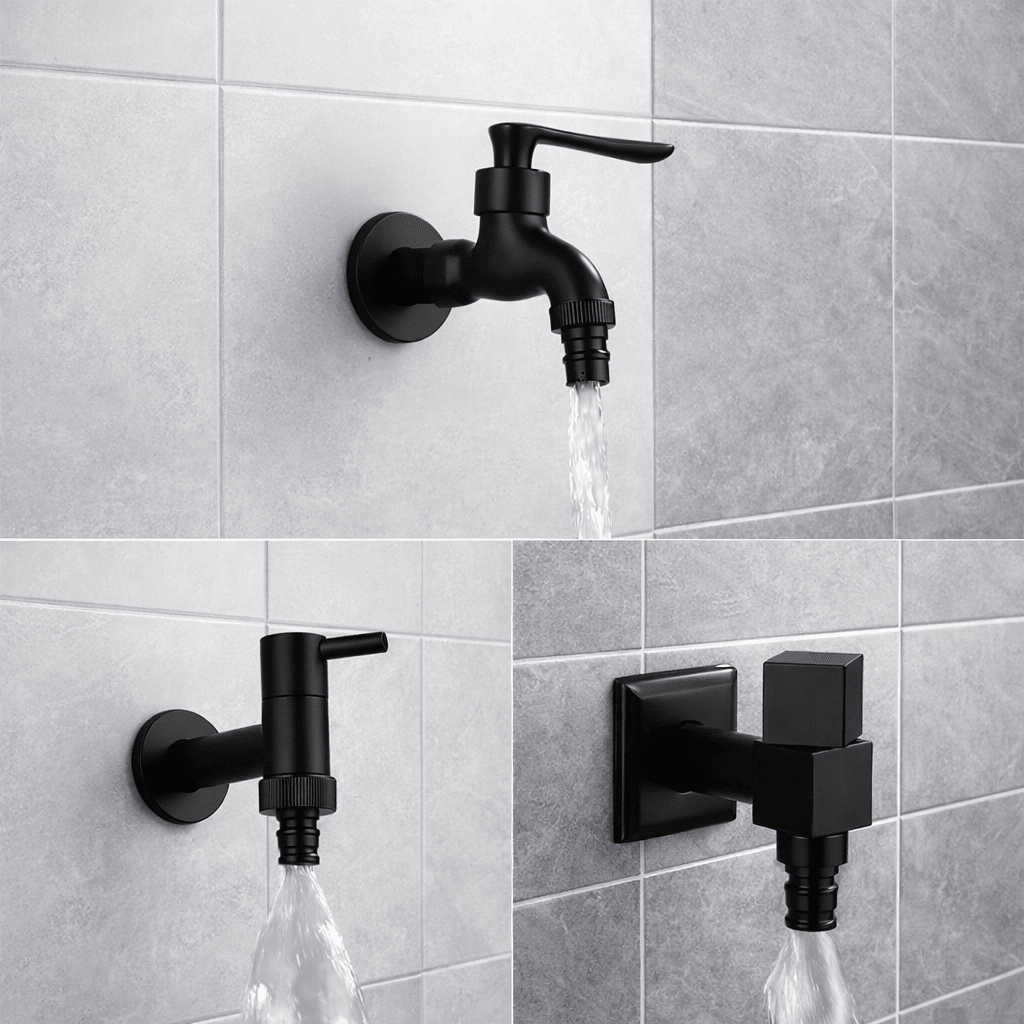 Wandmengkraan Messing Mat Zwart Koudwater Wandkraan Keuken Badkamer Tuin Buitenkraan G1/2 Aansluiting | Sulvida
