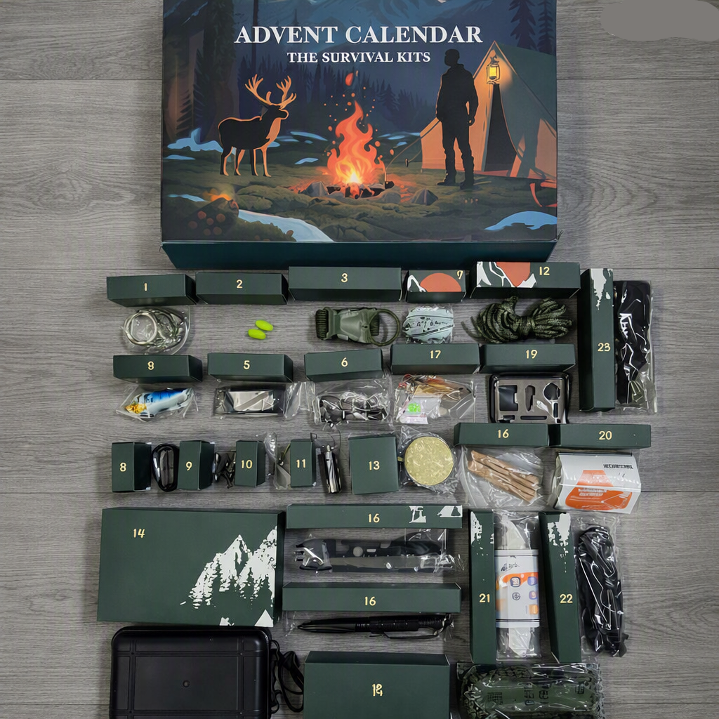 Outdoor Adventskalender met 24 Gereedschappen – Kampeer Wandel Survival Tools voor Avontuurlijke December | Sulvida