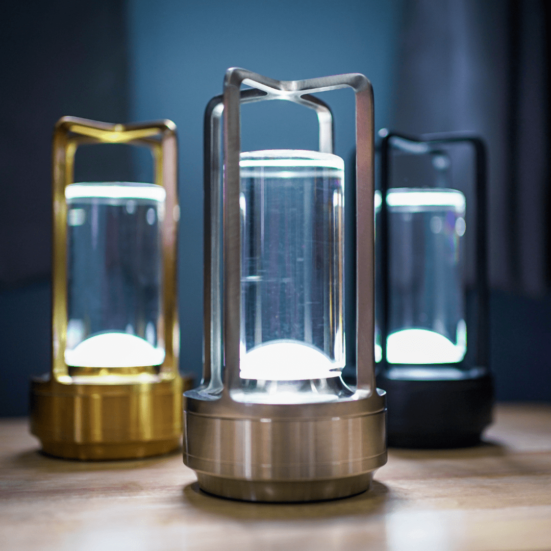 Kristallen Tafellamp Oplaadbaar USB Dimbaar Draadloos Gouden Zilveren Zwarte Lantaarn LED Sfeerverlichting | Sulvida