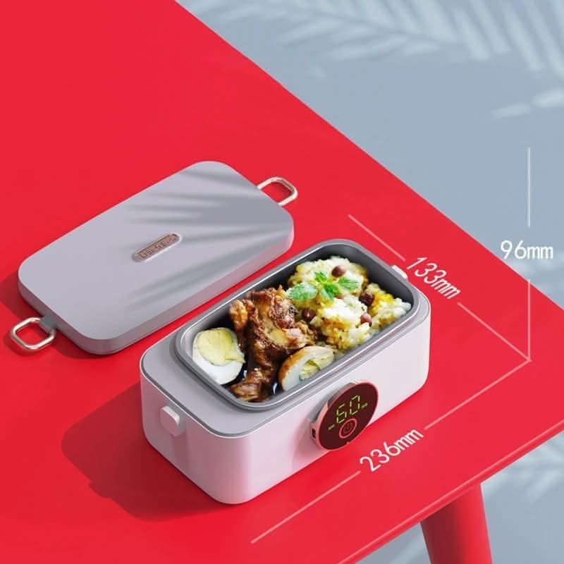 Elektrische Lunchbox Oplaadbaar 1000ml RVS met 5 Warmtestanden Draadloze Batterij Verwarmde Lunchbox Werk | Sulvida