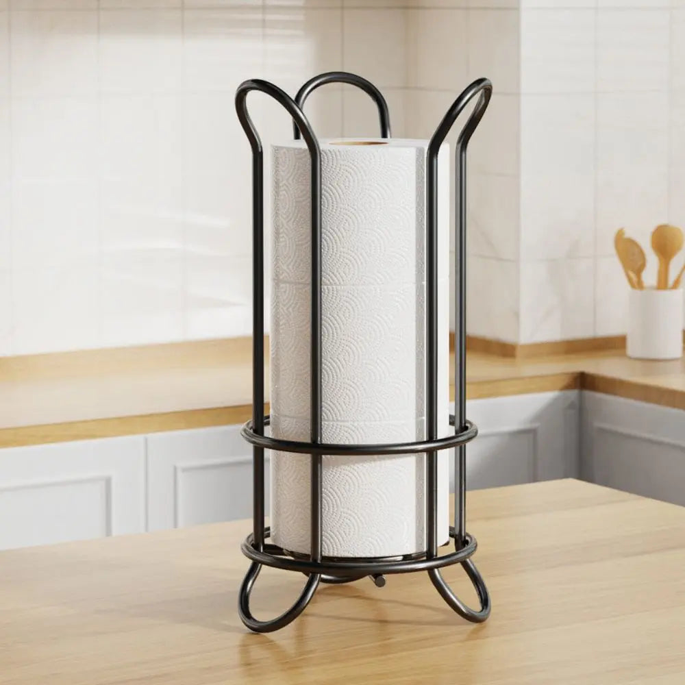 Staande toiletrolhouder met metalen staaf voor verticale opslag meerdere rollen badkamer chroom zwart | Sulvida