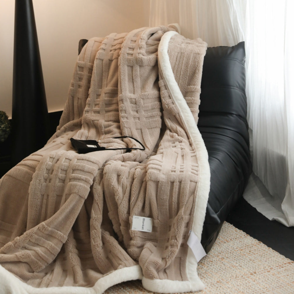 Jacquard Plaid met Reliëf Structuur Fleece Deken Winter Herfst Gebreid Patroon Warm Zacht Decoratief | Sulvida