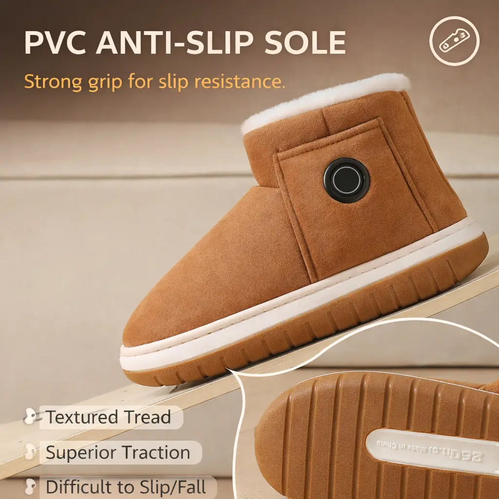 Verwarmde Pantoffels met Powerbank Grijs 36-37 Warme Winterschoenen Huisslippers voor Koude Voeten Indoor | Sulvida