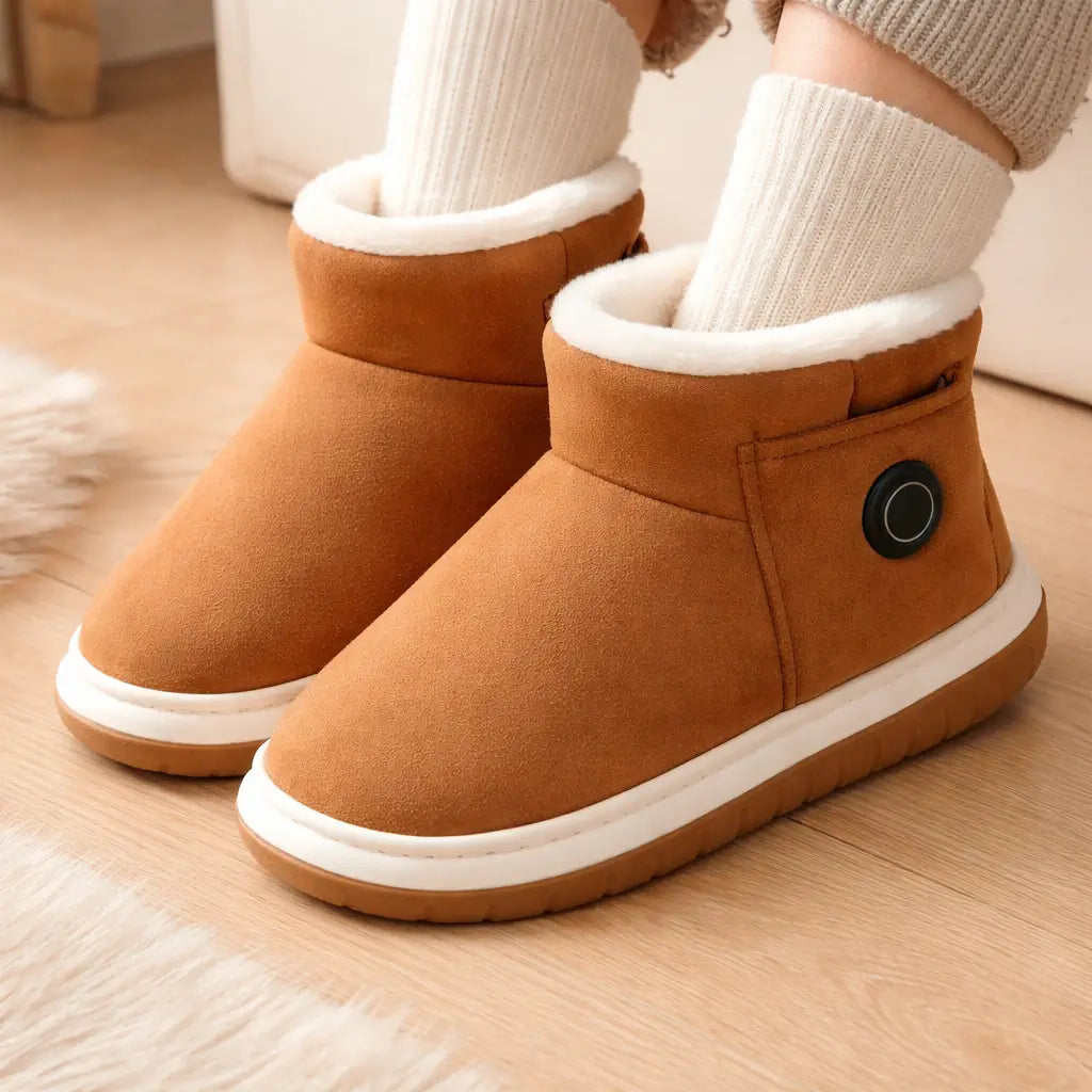 Verwarmde Pantoffels met Powerbank Grijs 36-37 Warme Winterschoenen Huisslippers voor Koude Voeten Indoor | Sulvida