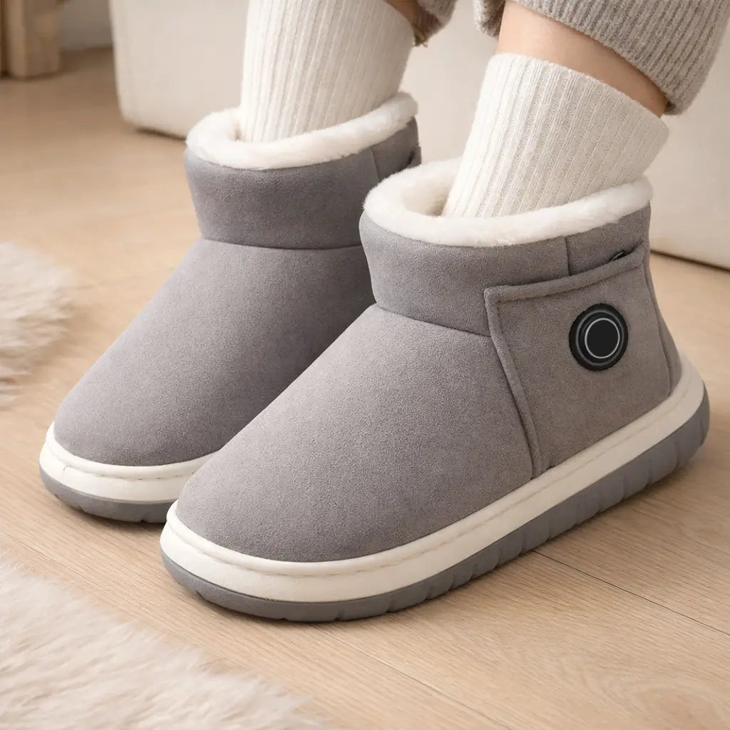 Verwarmde Pantoffels met Powerbank Grijs 36-37 Warme Winterschoenen Huisslippers voor Koude Voeten Indoor | Sulvida