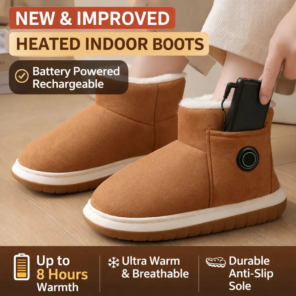 Verwarmde Pantoffels met Powerbank Grijs 36-37 Warme Winterschoenen Huisslippers voor Koude Voeten Indoor | Sulvida