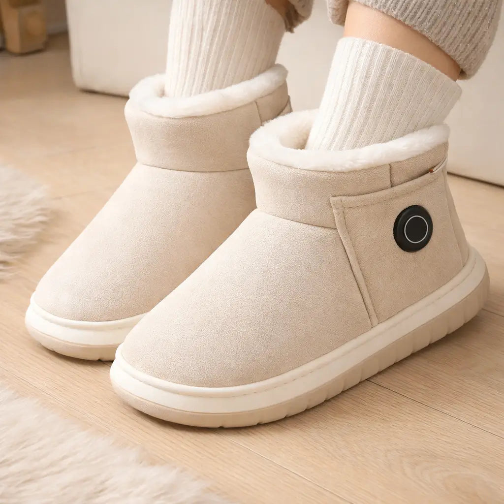 Verwarmde Pantoffels met Powerbank Grijs 36-37 Warme Winterschoenen Huisslippers voor Koude Voeten Indoor | Sulvida