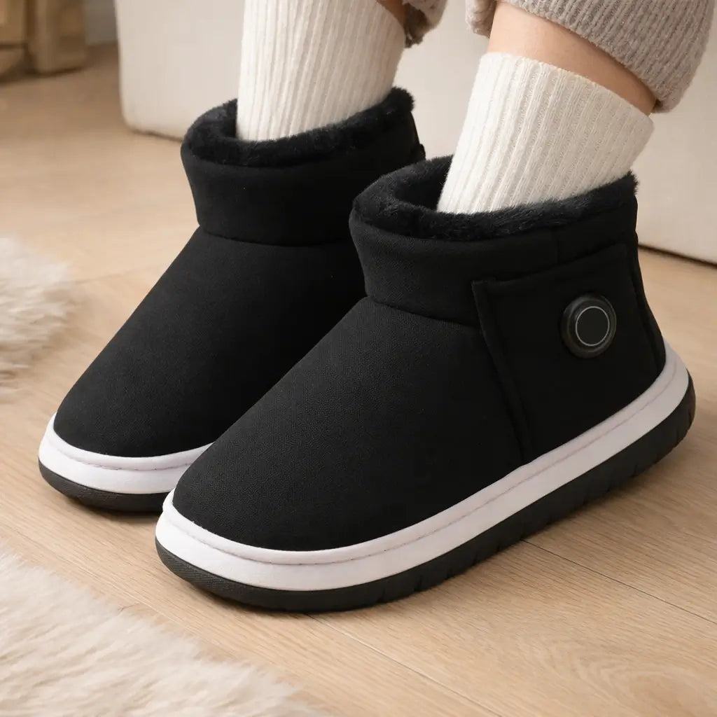 Verwarmde Pantoffels met Powerbank Grijs 36-37 Warme Winterschoenen Huisslippers voor Koude Voeten Indoor | Sulvida