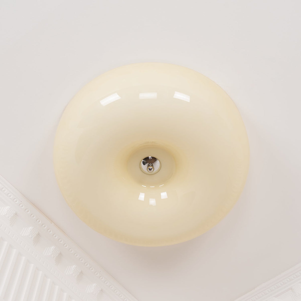 Glazen Plafondlamp met LED Verlichting Warm of Koel Wit Beige Chroom voor Woonkamer Slaapkamer Hal Eetkamer | Sulvida