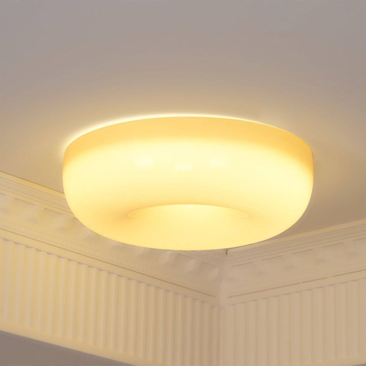 Glazen Plafondlamp met LED Verlichting Warm of Koel Wit Beige Chroom voor Woonkamer Slaapkamer Hal Eetkamer | Sulvida