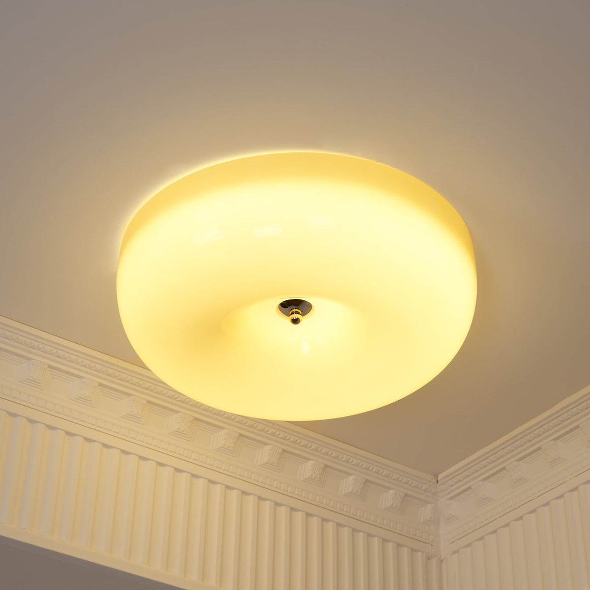 Glazen Plafondlamp met LED Verlichting Warm of Koel Wit Beige Chroom voor Woonkamer Slaapkamer Hal Eetkamer | Sulvida